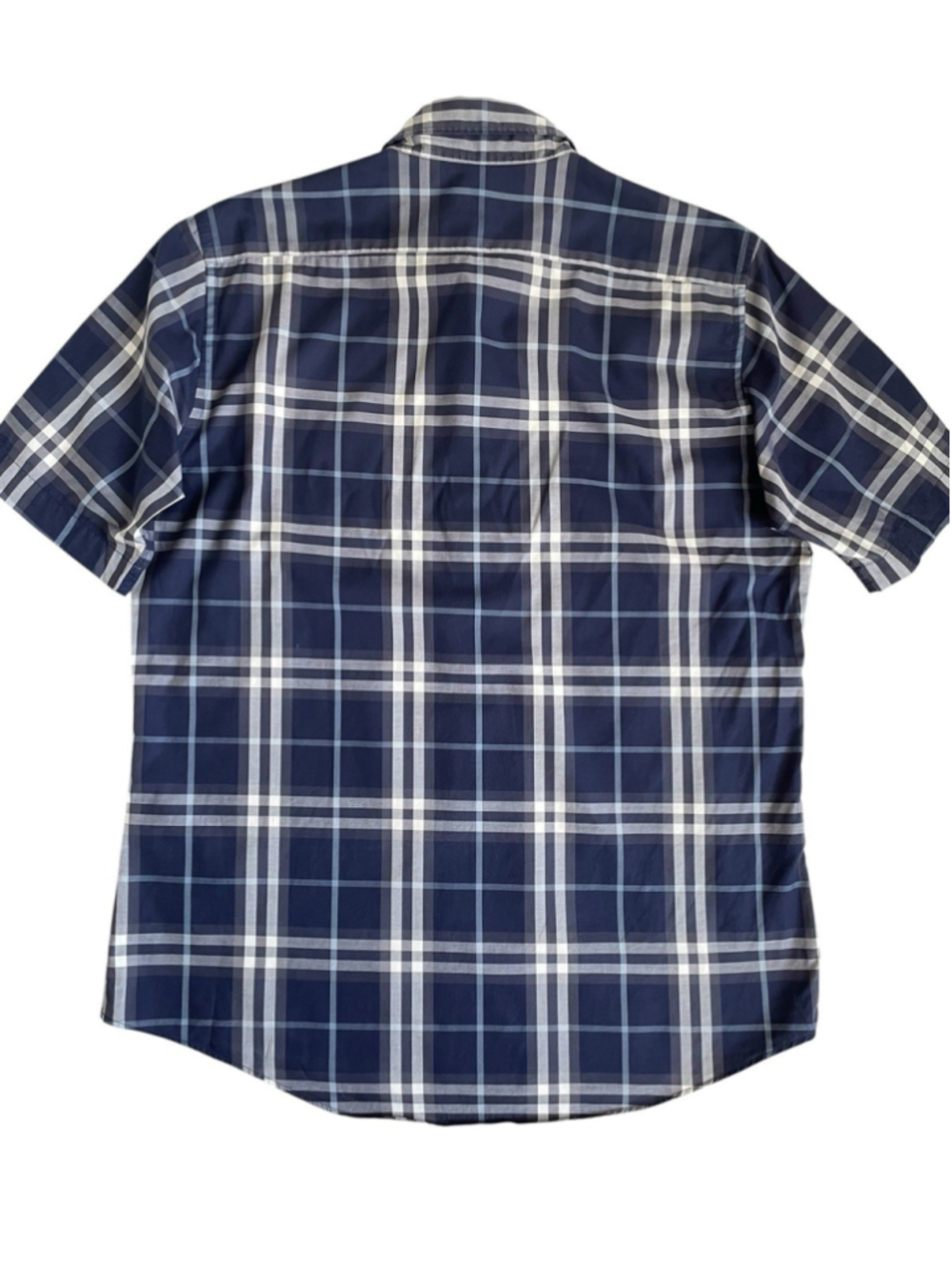 Burberry Shirt Mens XL Blue Plaid Check Short Sleeve Button Up - Picture 2 of 8
